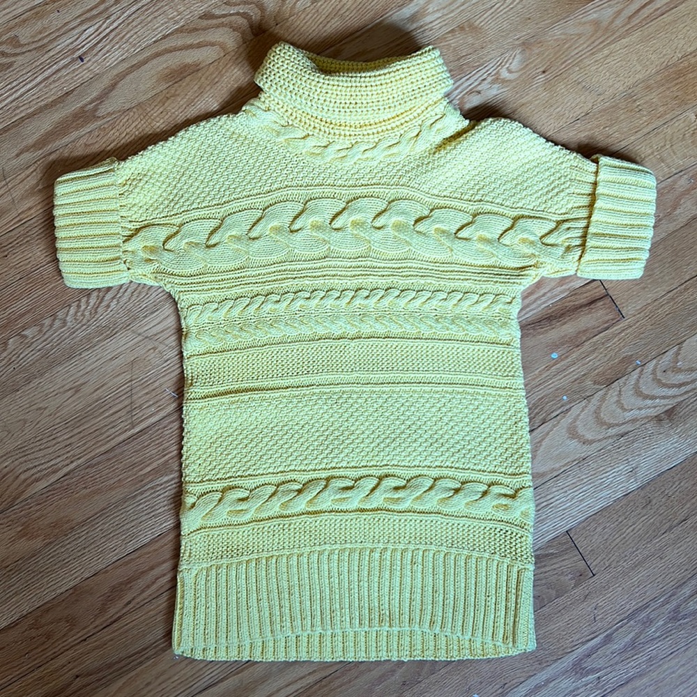 Dana Buchman 100% Cotton Yellow Knit Sweater Short Sleeve Size M Women’s